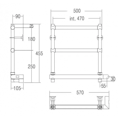 Полотенцесушитель электрический Margaroli 540 BOX (5404703CRNB) хром 1