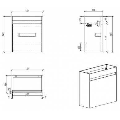 Тумба для раковины BelBagno Pietra Mini (PIETRA MINI-460-1A-SO-PT-L) левосторонняя (45.4x25.7) Stone 4