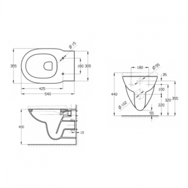 Чаша подвесного унитаза Roca Debba Rimless (346998000) безободковый 7