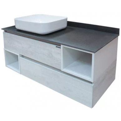 Тумба для ванной Comforty Прага-120 (120x63x52 см), дуб белый, с раковиной Comforty T-Y9378 2