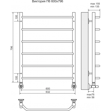 Полотенцесушитель водяной Terminus Виктория П6 (600х796) 3