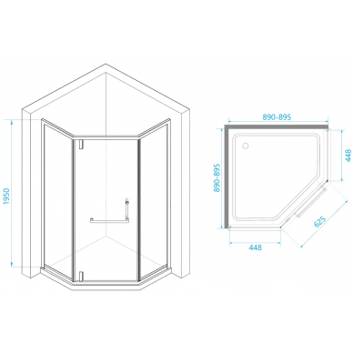 Душевой уголок RGW Hotel HO-084W (90x90) профиль белый/стекло прозрачное 2