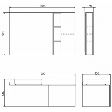 Тумба для ванной Comforty Милан 120 (120x40x52 см), белый/серый, с раковиной Comforty T-Y9378 7