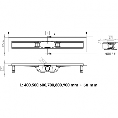 Душевой лоток Timo Smart 80 (SM-DGG80-LS40(DRY) с решеткой, сталь 6