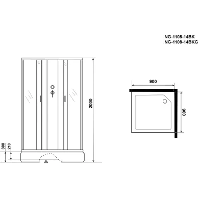 Душевая кабина Niagara Classic NG-1108-14BK (900х900х2000) без гидромассажа 12
