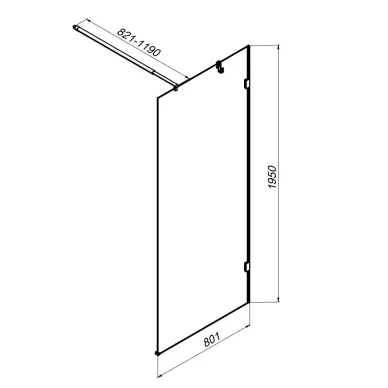 Душевая перегородка Am.Pm X-Joy (W94WI-80-F1-MTE) (80 см) профиль хром матовый/прозрачное стекло 6