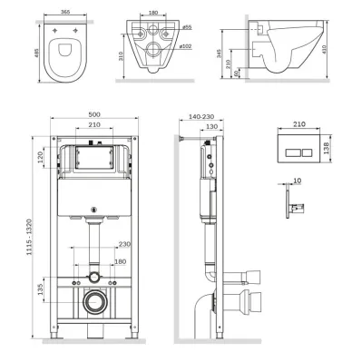 Инсталяция AM.PM IS49001.701700 в комплекте с унитазом Spirit V2.0 FlashClean, микролифт, кнопка  Pro L белый 7