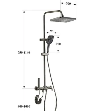 Душевая система Cerutti SPA C-1A с гигиеническим душем и изливом, графит 6