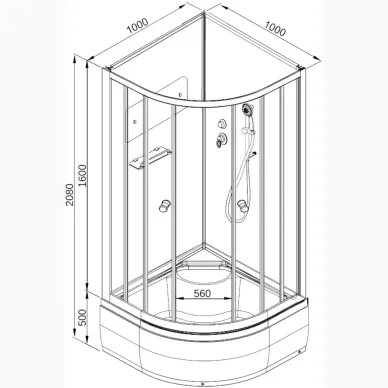 Душевая кабина DTO D D10 100x100x208 см, без крыши 9