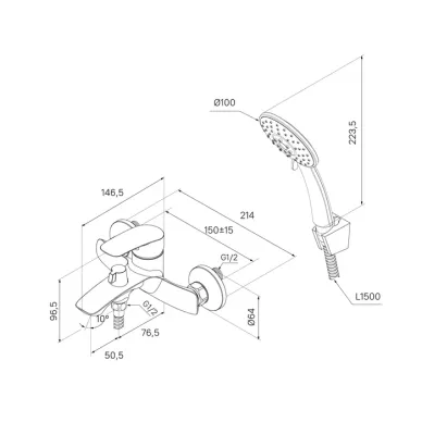 Смеситель для ванны Milardo Rora RORGM00M02 графит 6