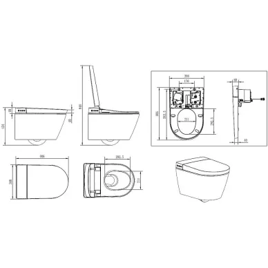 Чаша подвесного унитаза Creavit WQ Smart WQ320-11CB00E-0000 с биде, белый 5