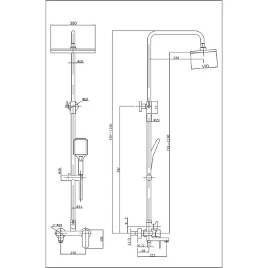 Душевая система Azario Arizona Square AZ-20S с изливом, хром 6