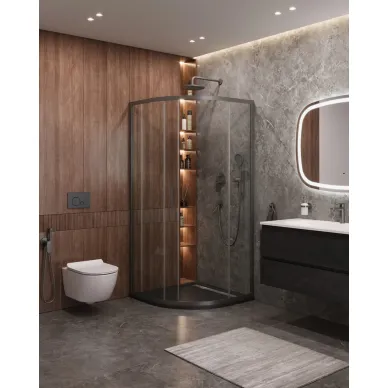 Душевой уголок Cezares Molveno MOLVENO-R-1-90-C-GM-IV 90x90 профиль оружейная сталь/стекло прозрачное 1