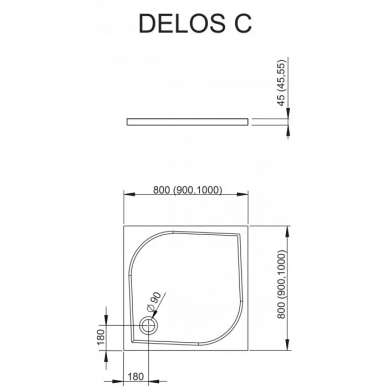 Душевой поддон Radaway Delos C800 (SDC0808-01) 80x80 1