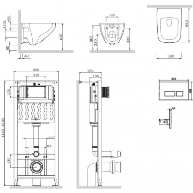 Инсталляция AM.PM (IS47051.50A1700) в комплекте с унитазом Inspire V2.0 FlashClean, микролифт (клавиша хром) 7