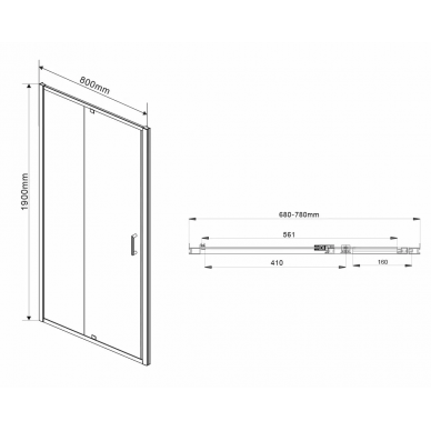 Душевая дверь Vincea Intra (VDP-1I7080CL) 70х190 см, хром, стекло прозрачное 5