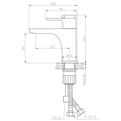 Смеситель для раковины Rossinka RS50 (RS50-15) с гигиеническим душем 1