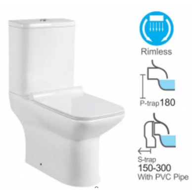 Унитаз напольный CeramaLux (WK-9125) белый, с микролифтом 0