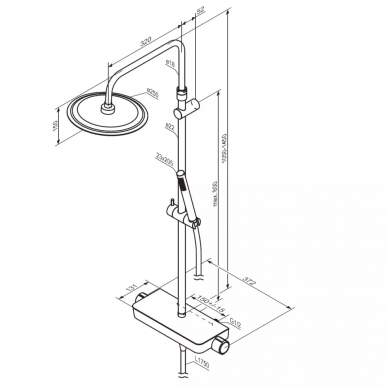 Душевая система Damixa Scandinavian Pure (936750300) термостатическая, чёрная матовая 6