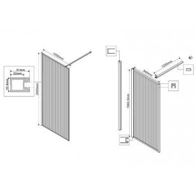 Душевая перегородка Vincea Walk-In HP Art (VSW-1HP100FLB) 100x200 см, профиль черный матовый/стекло рифленое 6