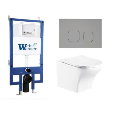 Инсталляция Welt Wasser Bamberg 545 + ODENBACH 004 GL-WT + Bamberg CR в комплекте с унитазом, безободковый, с сидением микролифт 0