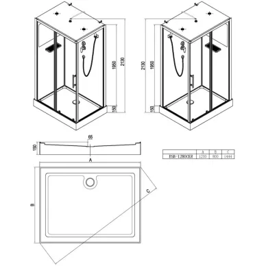 Душевая кабина Esbano C (ESB-1280CKR) с крышей, 120x80x213 см 6