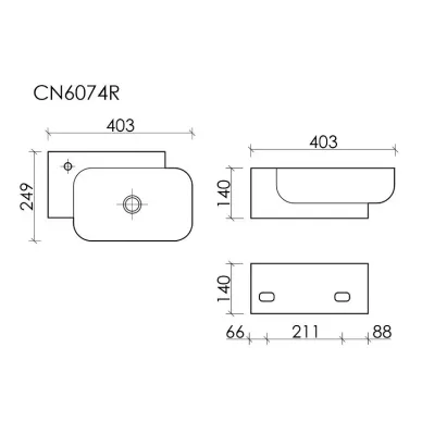 Раковина Ceramicanova Element CN6074R 40.3 см, чаша справа 6