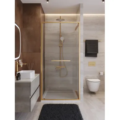 Душевая дверь Cezares Lux LUX-B-FS-1-90-C-BORO 90x195 см, профиль брашированное золото/прозрачное стекло 0