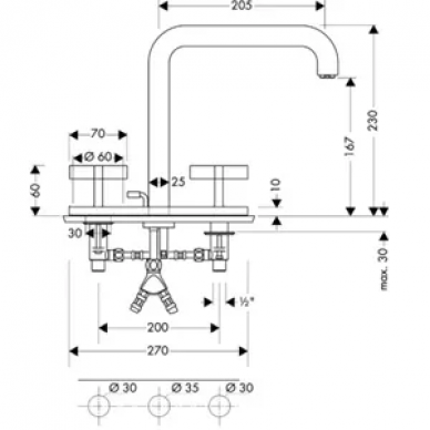 Смеситель для раковины Hansgrohe Axor Citterio двувентильный 39154 1