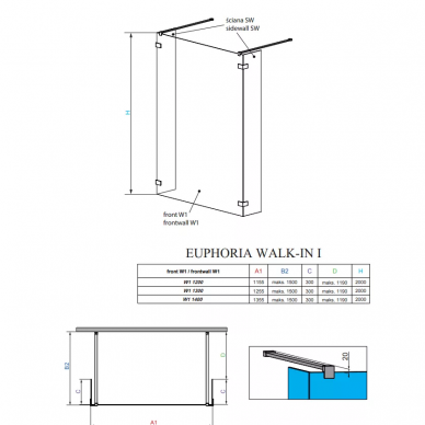 Душевая шторка Radaway Euphoria Walk-in (383146-01-01) (140 см) 3
