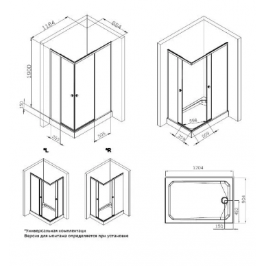 Душевой уголок Am.Pm X-Joy Square Slide (W94G-403-12090-BТ) (120х90 см), профиль чёрный/стекло прозрачное 8