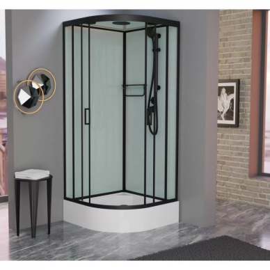 Душевая кабина Frank F400/1 M Black (20064) 100х100х220 см, матовое стекло 8
