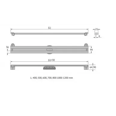 Душевой лоток Berges Super Slim 800 (095154) S-сифон боковой, матовый чёрный 6