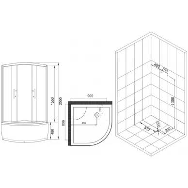 Душевой уголок Esbano ESR-8020, 90x90 см, профиль хром/стекло рифленое/поддон белый 5