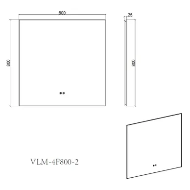 Зеркало Vincea VLM-4F800GM-2 80x80 см, с подсветкой с сенсорным выключателем, воронёная сталь 3