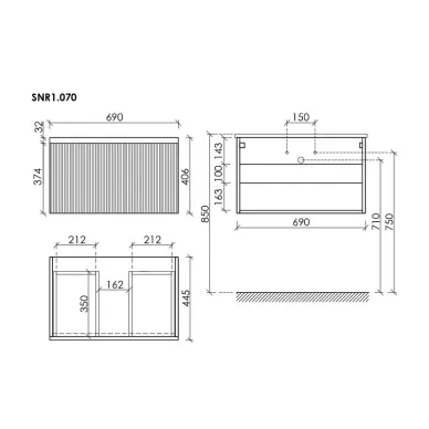 Тумба для ванной Sancos Snob R 1.0 SNR1.070SM 70см, doha soft 6