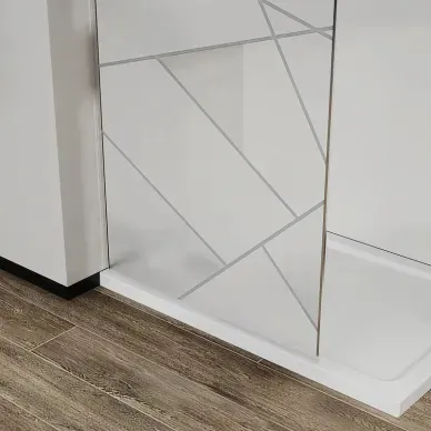 Душевая перегородка Azario Walk-In AZ-271-120-MB-CGP 120x195 см, профиль черный матовый/стекло прозрачное с рисунком 2