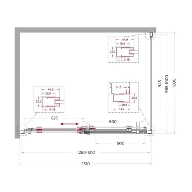 Душевой уголок BelBagno Marino MARINO-2-AH-1-130/100-C-GM 130x100 см, оружейная сталь/прозрачное стекло 6