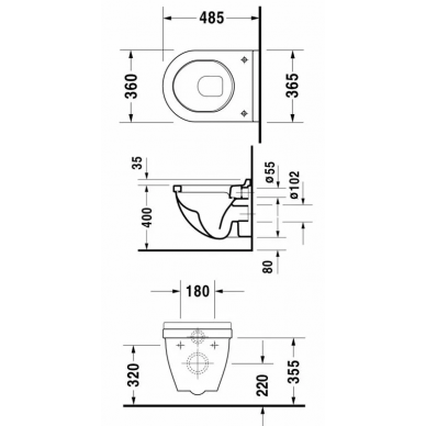 Чаша подвесного унитаза Duravit Starck 3 (2202090000) Compact 1