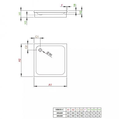 Душевой поддон Radaway Siros C800 (SBC8817-1) 80x80 1