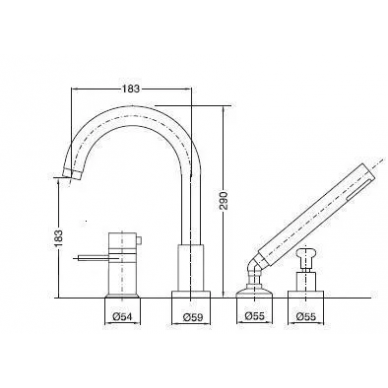 Смеситель для ванны Bugnatese Kobuk (2258CR) (хром) 1