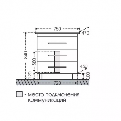 Тумба для ванной СанТа Вегас 75 (напольный) 1