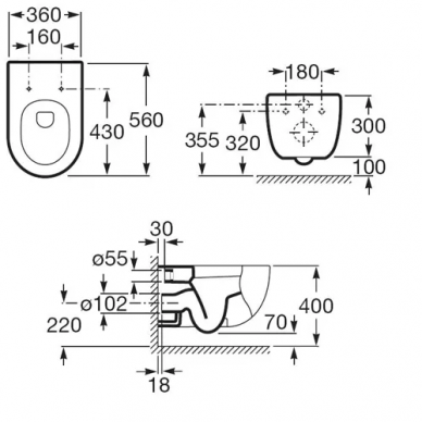 Чаша подвесного унитаза Roca Meridian N (346247000) 1