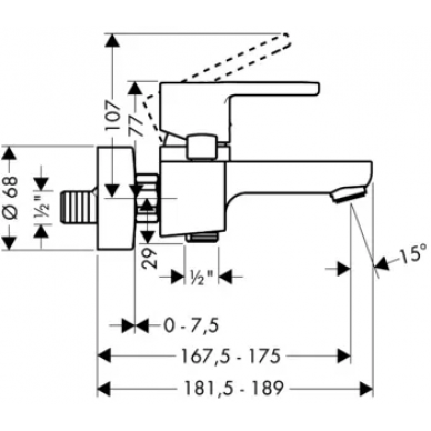 Смеситель для ванны Hansgrohe Metropol S (14461000) 1