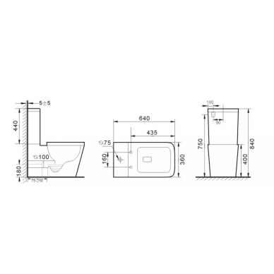 Унитаз напольный Ceramicanova Cubic (CN1803-B) безободковый с сидением микролифт 5