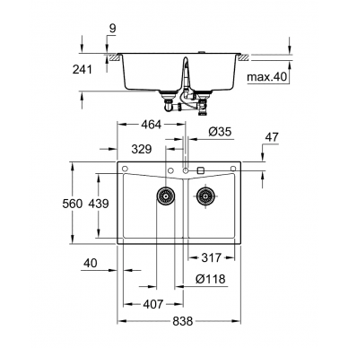 Мойка кухонная Grohe K700 (31657AP0) гранитная, черная 1