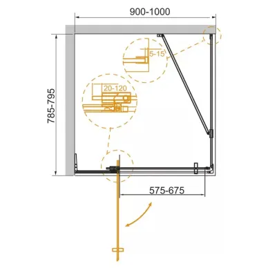 Душевой уголок Cezares Slider AH 1 (SLIDER-AH-1-80-90/100-BR-Cr) 4