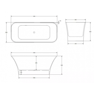 Ванна из литого мрамора Relax Design (SVASE LX01 opac) (159x69 см) (Luxolid) белая матовая 6
