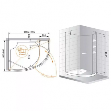 Душевой уголок Cezares Triumph RH1 (120x90) прозрачное стекло 5