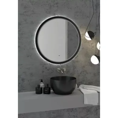 Зеркало Art&Max Napoli (AM-Nap-800-DS-F) (80x80 см) бесконтактный сенсор с LED подсветкой, nero matt 8
